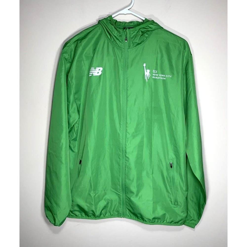 New Balance New York Marathon Windbreaker Jacket Womens S Green Hooded Running - Picture 1 of 10